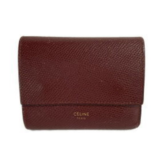 CELINE Trifold Wallet Bordeaux Leather - Picture 1 of 7